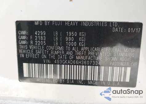 2017 Subaru Impreza 2.0I Premium из США, поврежденный, VIN 4S3GKAD66H3607334